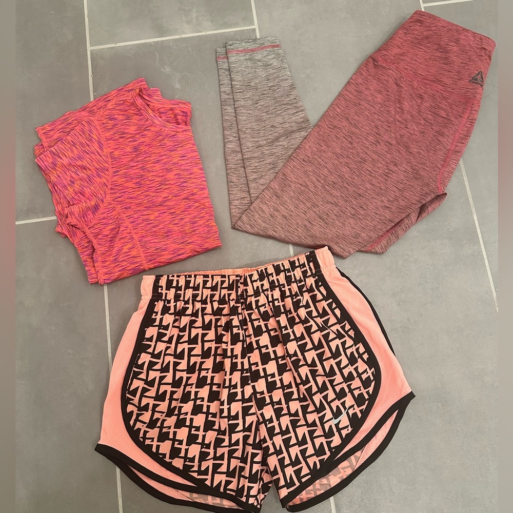 Bundle of three Nike, Reebok workout clothes